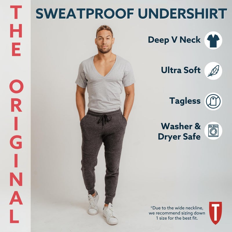 THOMPSON TEE Men's Sweatproof Undershirt - Cotton Deep V Neck T-Shirt with Underarm Sweat Pads - Original Fit - Aluminum-Free Alternative - Black - Small - Image 5